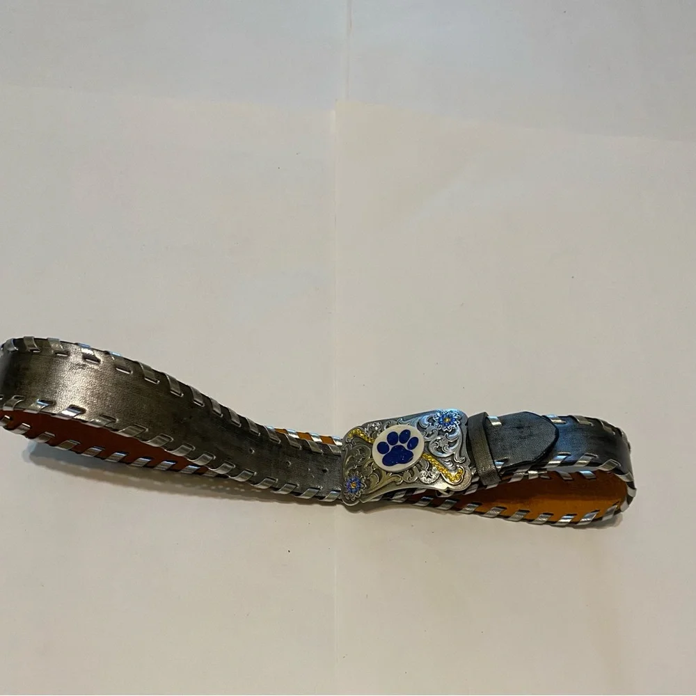 Stylish Gray and Blue Genuine Leather Women's Belt